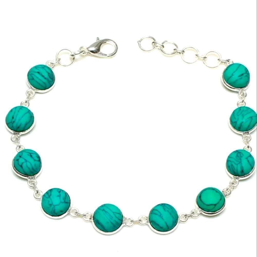 925 Women's Turquoise Tennis Bracelet - Picture 1 of 3